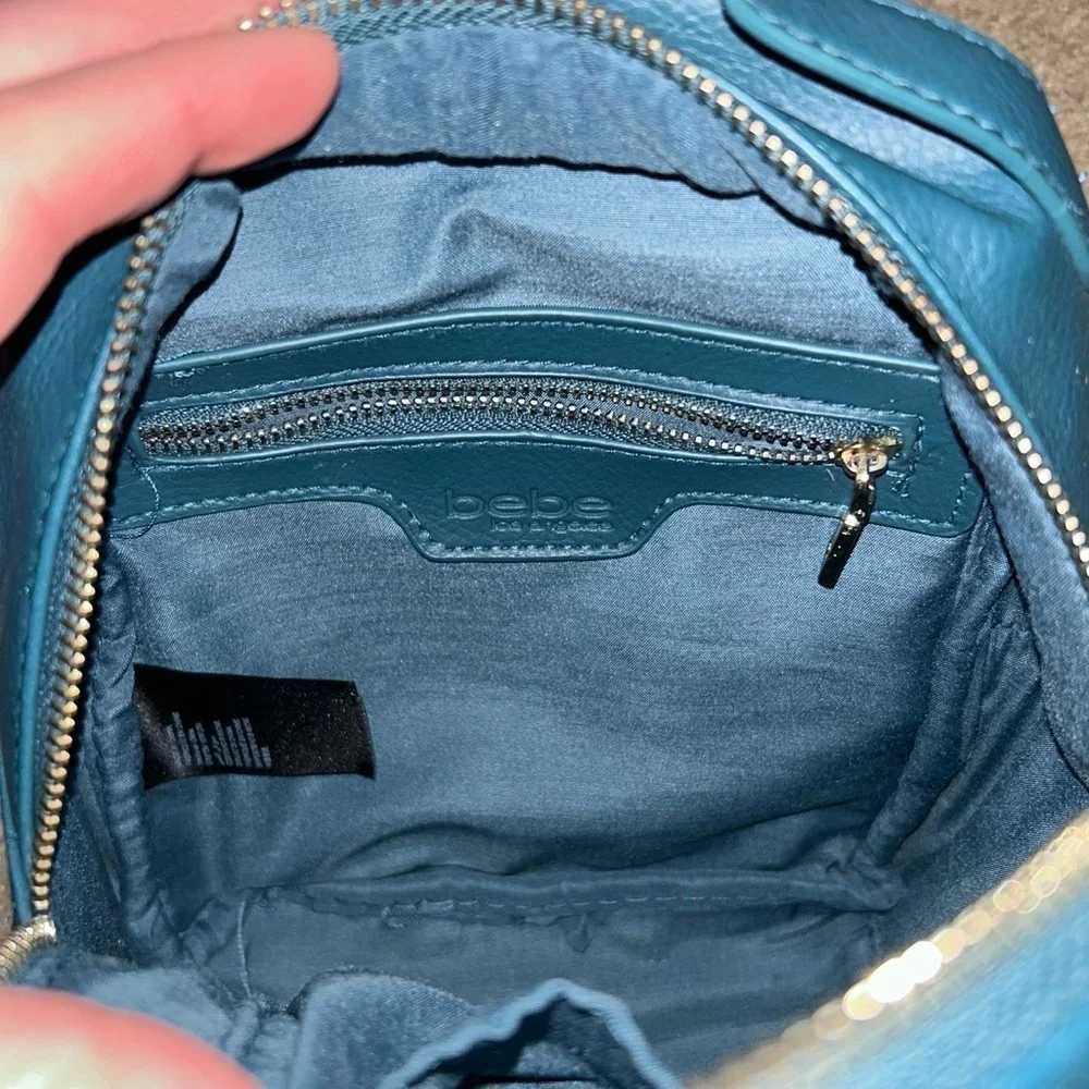 Bebe Teal Rhinestone Backpack Purse